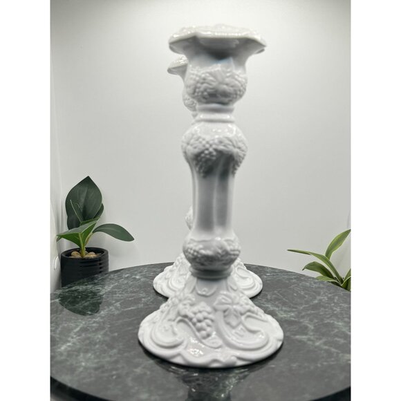 Basic Porcelain by Home Essentials and Beyond Set Of 2 Grape Candle Stick Holder - Picture 5 of 11